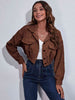Collared Neck Dropped Shoulder Buttoned Jacket Bazaarbey