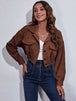 Collared Neck Dropped Shoulder Buttoned Jacket Bazaarbey
