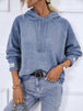 Texture Drawstring Long Sleeve Hooded Sweater Bazaarbey