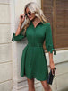 Collared Neck Button-Up Three-Quater Sleeve Dress -BazaarBey - www.shopbazaarbey.com