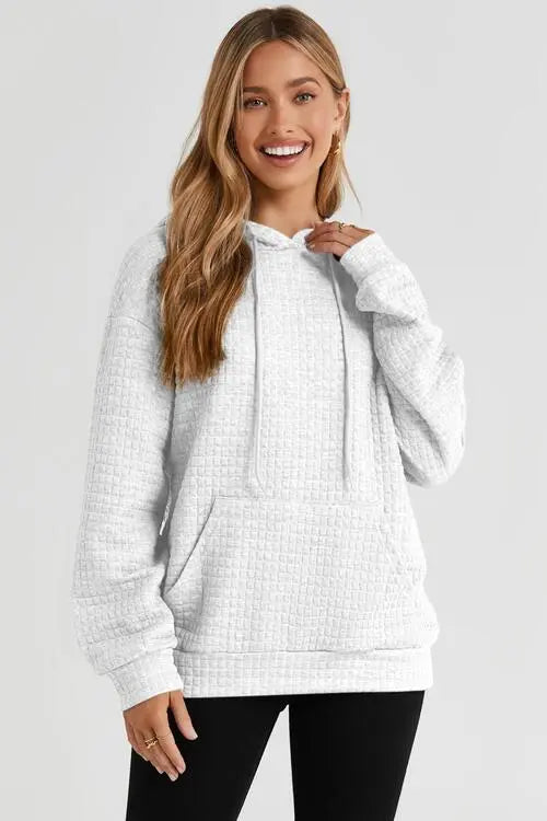 Dropped Shoulder Pocketed Hoodie Trendsi