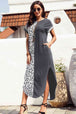 Leopard Color Block Split Dress -BazaarBey - www.shopbazaarbey.com