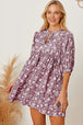 Floral Tie Neck Ruched Babydoll Dress -BazaarBey - www.shopbazaarbey.com