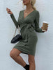 Long Sleeve Tied Mini Dress -BazaarBey - www.shopbazaarbey.com