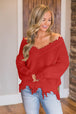Frayed Hem Dropped Shoulder Sweater Bazaarbey