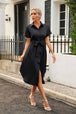 Tied Button Up Shirt Dress -BazaarBey - www.shopbazaarbey.com