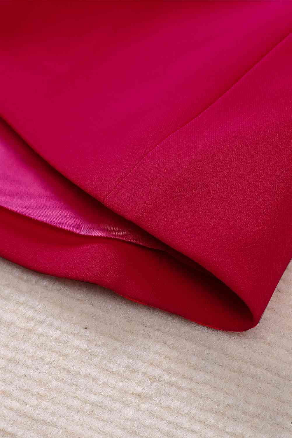 Double-Breasted Scalloped Shawl Collar Blazer Trendsi