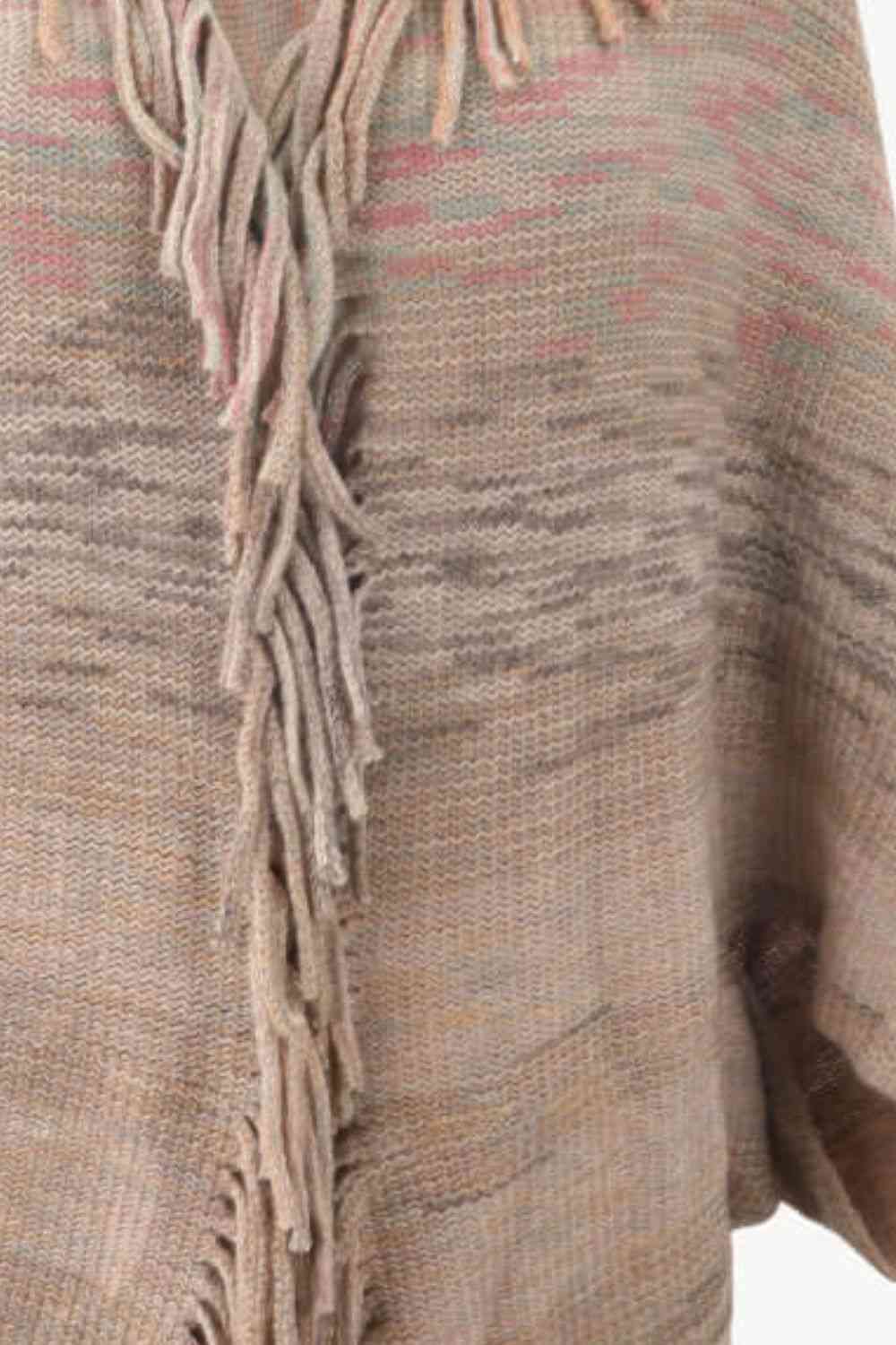 Multicolored Fringe Trim Poncho Bazaarbey