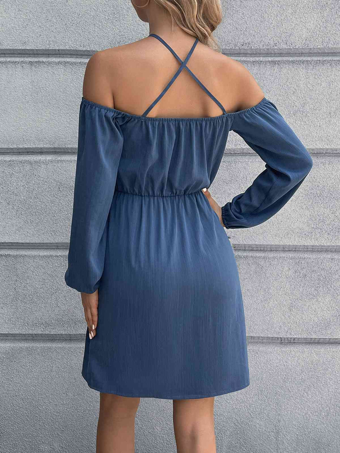 Cold-Shoulder  Mini Dress -BazaarBey - www.shopbazaarbey.com