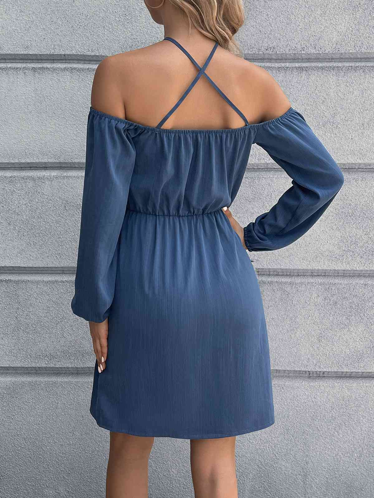 Cold-Shoulder  Mini Dress -BazaarBey - www.shopbazaarbey.com