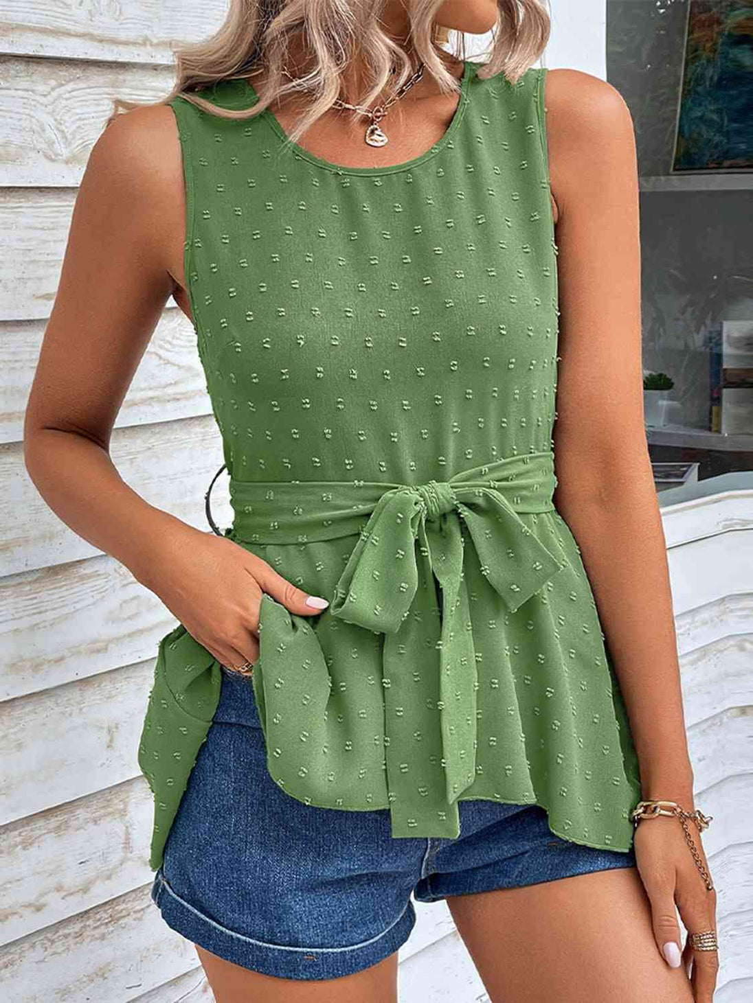  Tie Waist Tank Top Bazaarbey