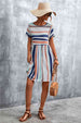 Striped Round Neck Dress -BazaarBey - www.shopbazaarbey.com