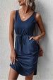 V-Neck Curved Hem Sleeveless Dress -BazaarBey - www.shopbazaarbey.com