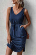 V-Neck Curved Hem Sleeveless Dress -BazaarBey - www.shopbazaarbey.com