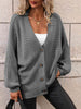  Button Down Horizontal-Ribbing  Cardigan Trendsi