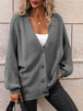  Button Down Horizontal-Ribbing  Cardigan Trendsi