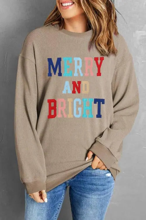 MERRY AND BRIGHT Graphic Sweatshirt Bazaarbey