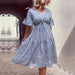 Floral Flounce Sleeve V-Neck Dress -BazaarBey - www.shopbazaarbey.com