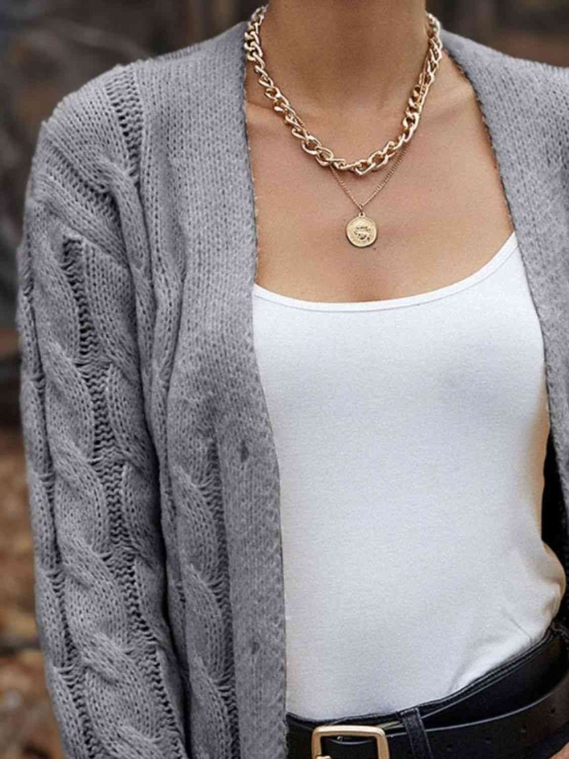 Cable-Knit Button Down Cardigan Bazaarbey
