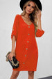 Buttoned V-Neck Dress -BazaarBey - www.shopbazaarbey.com
