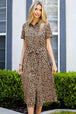 Animal Print Short Sleeve Belted Dress -BazaarBey - www.shopbazaarbey.com