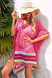 Rainbow Stripe Openwork Slit Cover-Up Bazaarbey