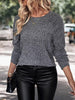 Round Neck Long Sleeve Knit Top Bazaarbey
