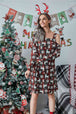 Christmas Asymmetrical Neck Long Sleeve Dress -BazaarBey - www.shopbazaarbey.com