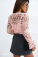 Flower Dotted Ruffled Sleeve Mesh Top Trendsi