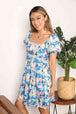  Floral Square Neck Puff Sleeve Dress -BazaarBey - www.shopbazaarbey.com