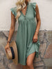 Lace Detail Ruffled V-Neck Mini Dress -BazaarBey - www.shopbazaarbey.com