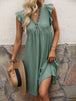 Lace Detail Ruffled V-Neck Mini Dress -BazaarBey - www.shopbazaarbey.com
