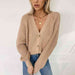 Button Up V-Neck Long Sleeve Cardigan Bazaarbey