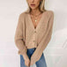 Button Up V-Neck Long Sleeve Cardigan Bazaarbey