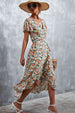 Floral  Neck Tied Midi Dress -BazaarBey - www.shopbazaarbey.com