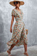 Floral  Neck Tied Midi Dress -BazaarBey - www.shopbazaarbey.com