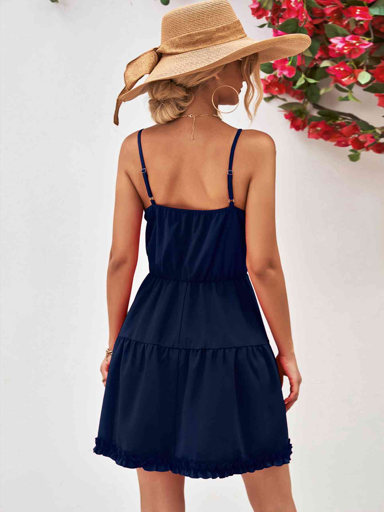 Frill Trim Spaghetti Strap Mini Dress -BazaarBey - www.shopbazaarbey.com