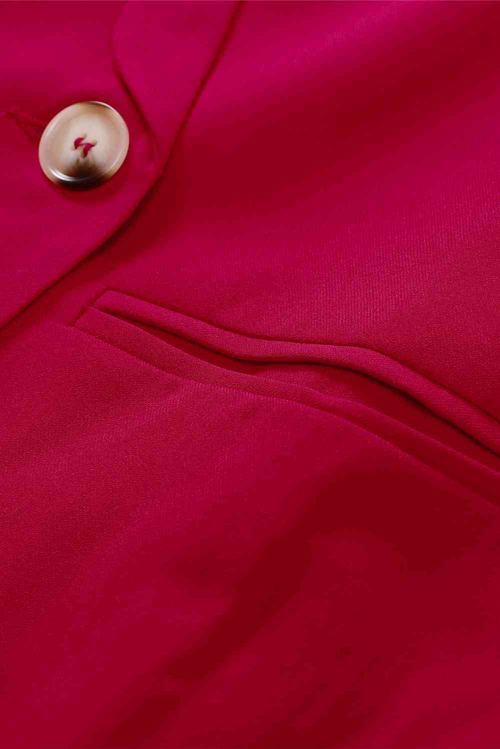 Double-Breasted Scalloped Shawl Collar Blazer Trendsi