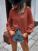  Notched Neck Balloon Sleeve Shirt Bazaarbey