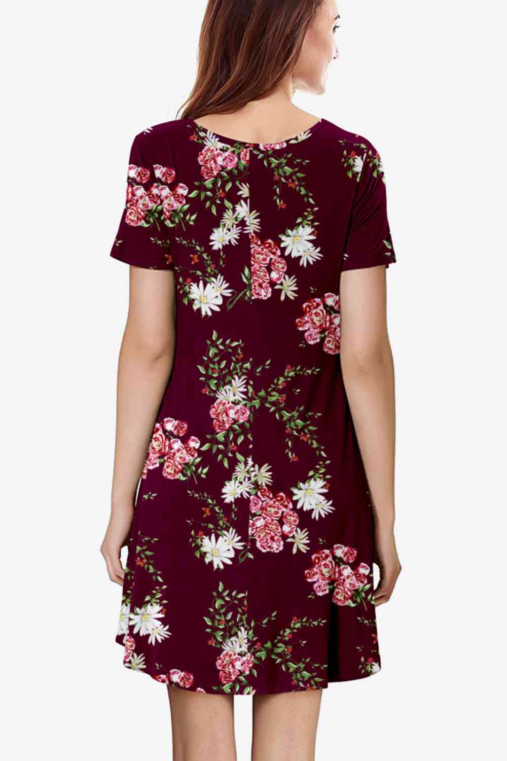 Floral Round Neck Short Sleeve Dress -BazaarBey - www.shopbazaarbey.com