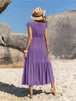 Embroidered Square Neck Ruffle Hem Dress -BazaarBey - www.shopbazaarbey.com