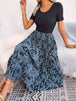 Printed Round Neck Pleated Dress -BazaarBey - www.shopbazaarbey.com