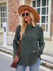 Ribbed Turtleneck Long Sleeve Slit Knit Top Bazaarbey