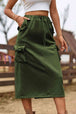 Drawstring Waist Slit Denim Skirt Bazaarbey