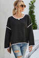 Round Neck Dropped Shoulder Sweater Bazaarbey
