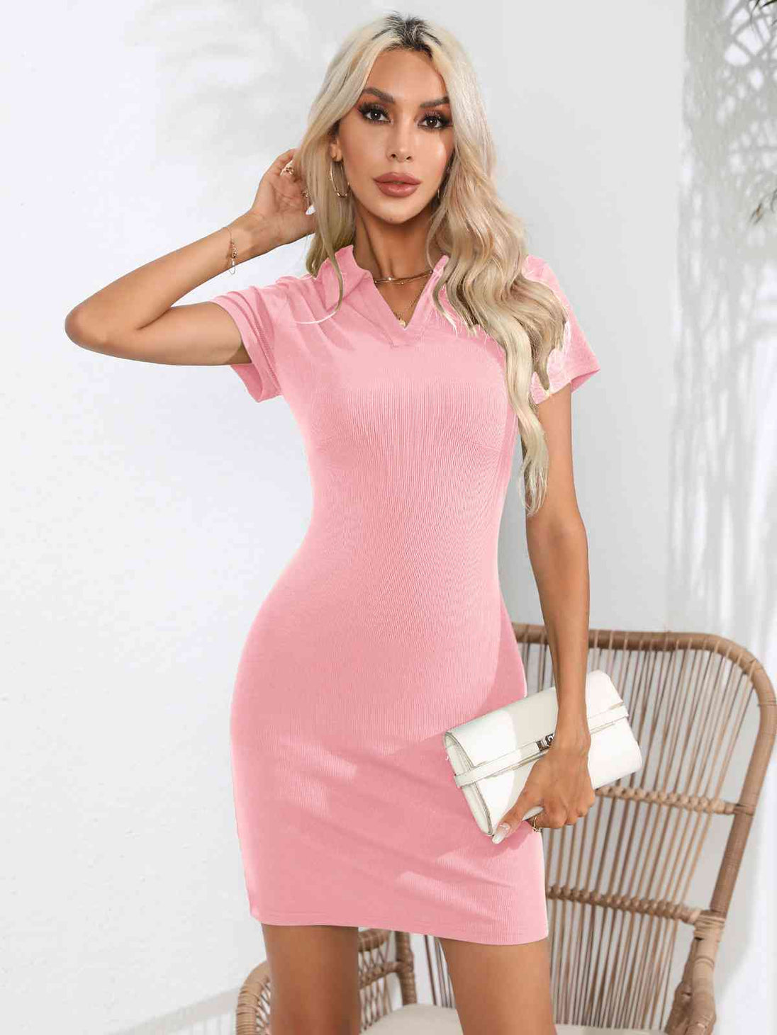  Short Sleeve Bodycon Dress -BazaarBey - www.shopbazaarbey.com