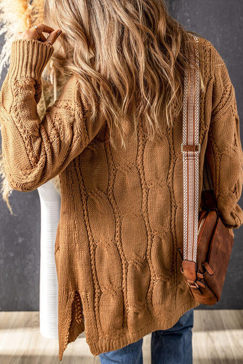 Cable-Knit Dropped Shoulder Cardigan Bazaarbey