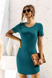 Round Neck Short Sleeve Mini Dress -BazaarBey - www.shopbazaarbey.com