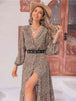 Floral Button Up V-Neck Tiered Dress -BazaarBey - www.shopbazaarbey.com