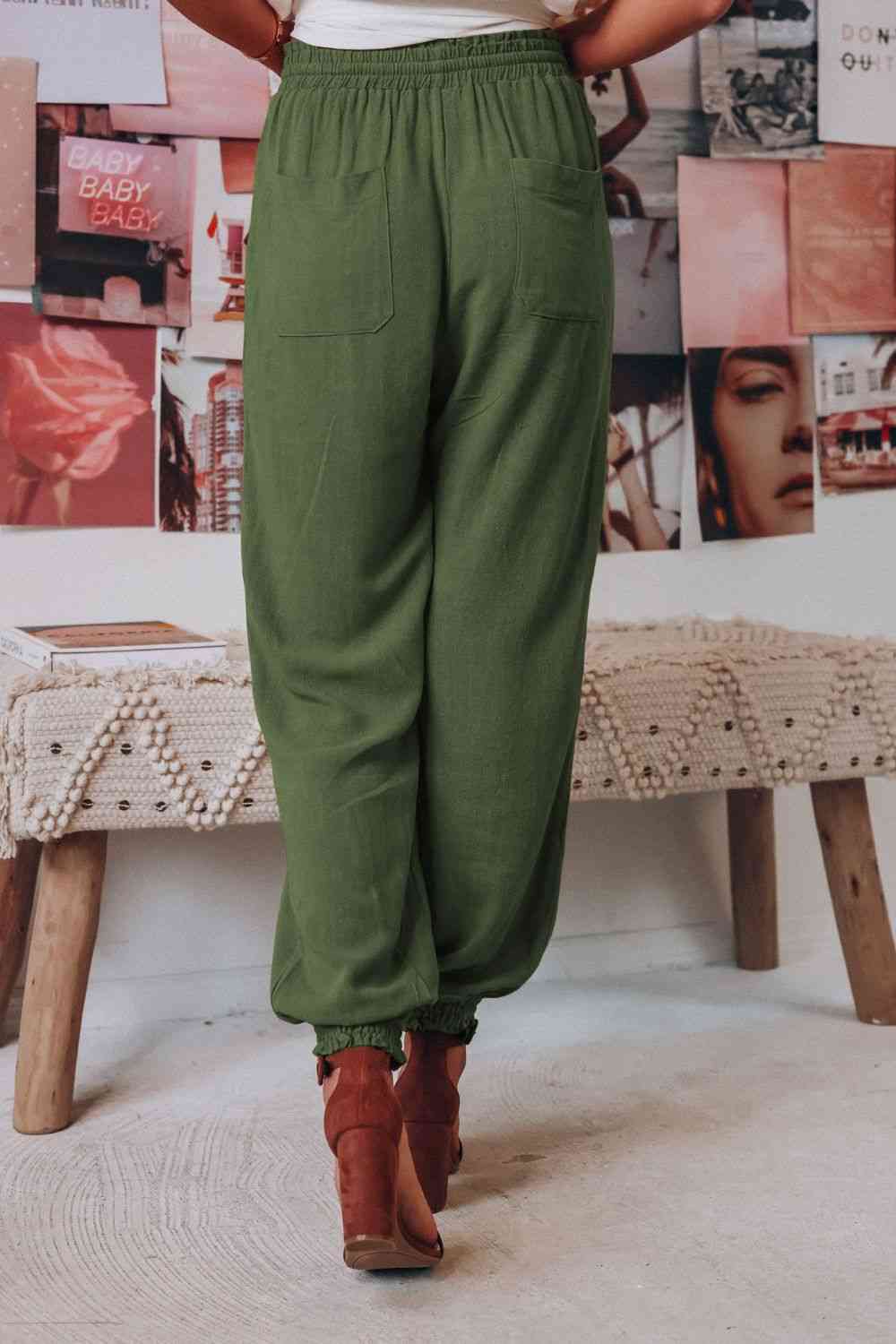 Tied Long Joggers with Pockets Bazaarbey